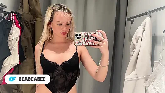 Amateur Petite Teen  showing off new stockings NUDE