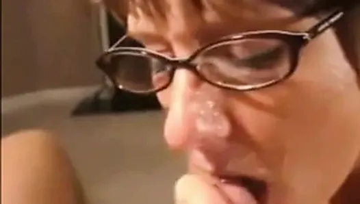 Short Hair Glasses MILF Gets Him Off