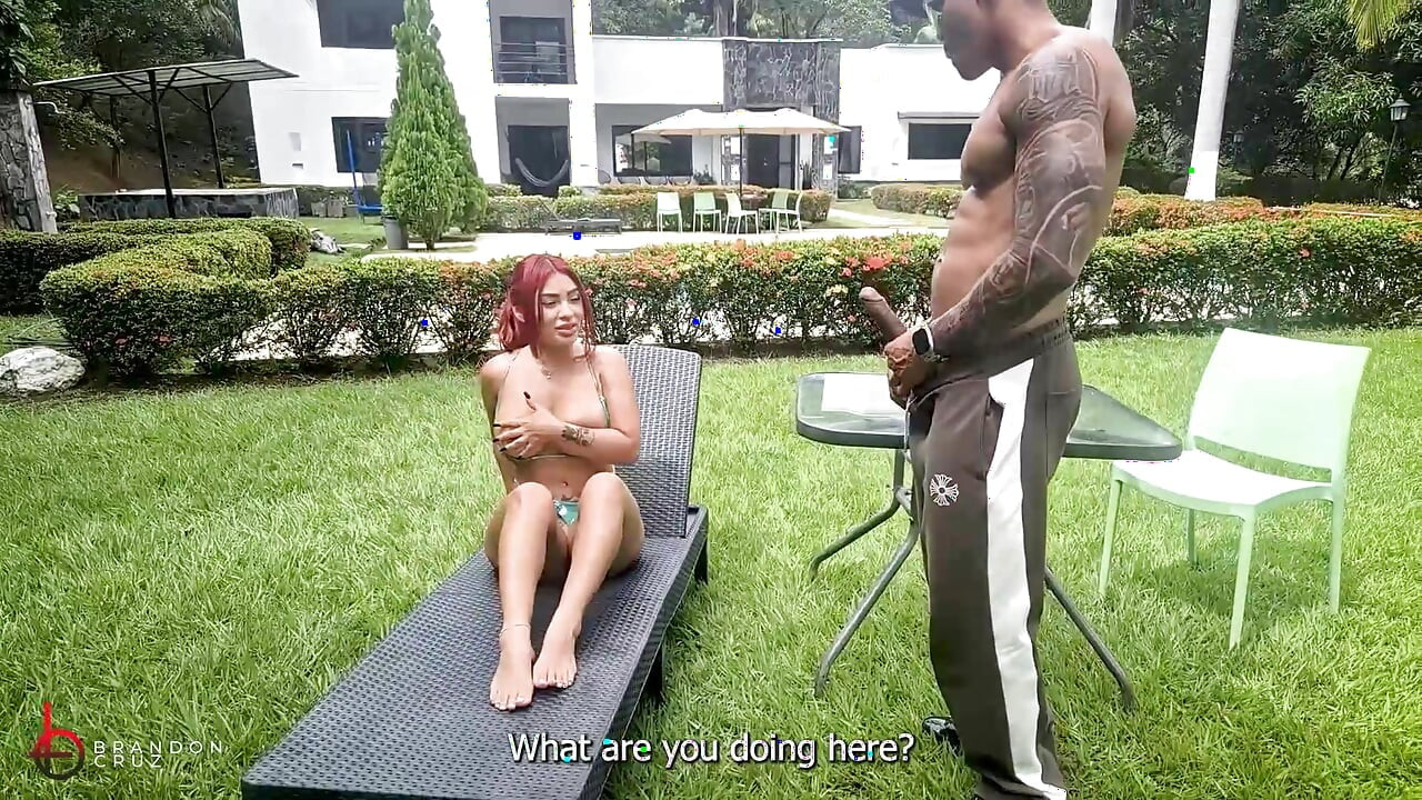 Voyeuristic gardener fucks his horny boss outdoors - Brandon Cruz & Alejandra Palacios