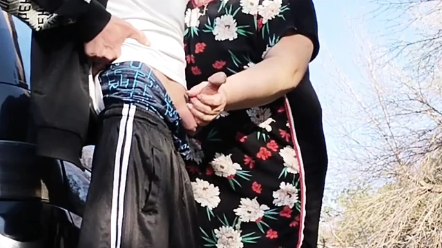 Mother-in-law holds my dick while I pee and then sucks it in public