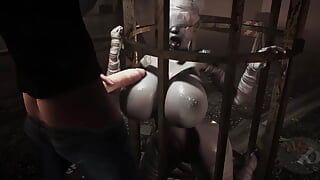 Большой хуй прижимает к массивным сиськам baddie в клетке с Silent Hill
