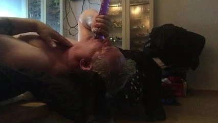 Daddy's pink dildo deepthroat