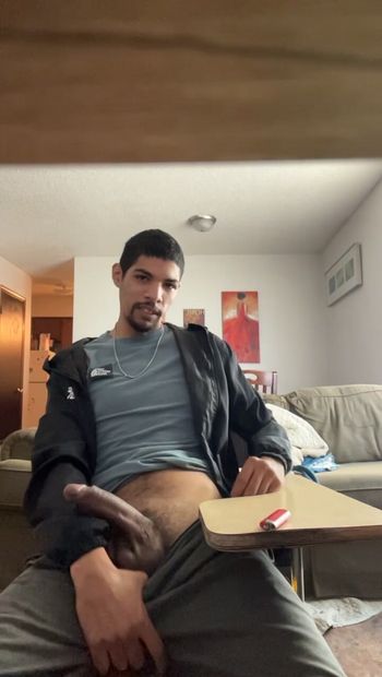 Sexy light skin stroke his big dick