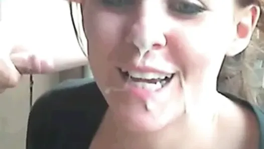 Amateur Brunette Swallows Sperm On Cam