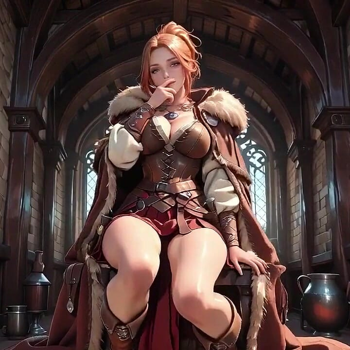 Redhead Warrior in Snow! Forbidden Leather Armor Seduction in Medieval Village. Cold Queen Unzips Her Gear & Goes Wild!