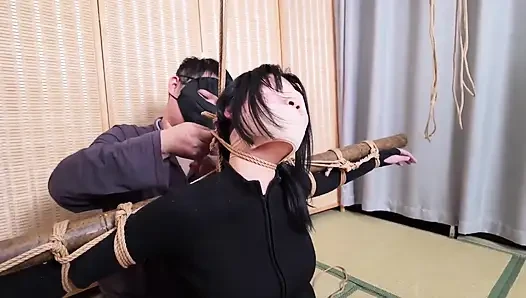 Xr40-a Girl in Black Stocking Is Tied to a Cross