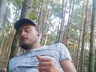 Playing with my dick in forest