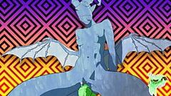 Monster-Mädchen reitet grünen Dildo - animierte Schleife