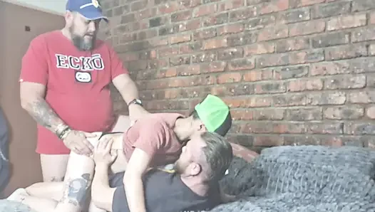Fucking husband and friend in threesome