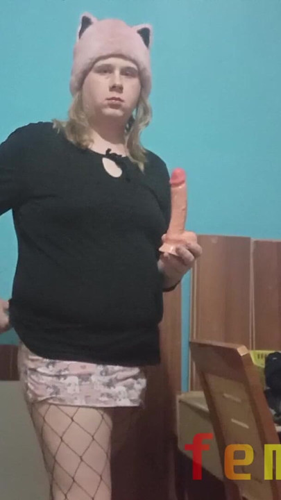 Today i cum in cute and sexy outfit, femboy crossdresser or just fat sissy | Clip 1