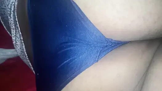 Chubby wife shows her buttocks on the bed