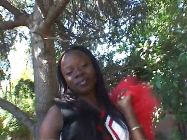 Ebony cheerleader gets slammed hard