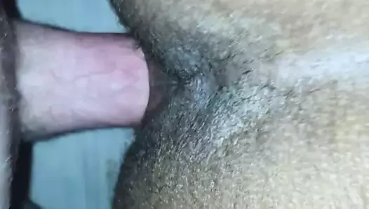 Fucking my wifes hairy black pussy hole