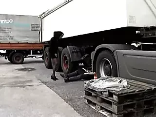 white trucker fucks black woman