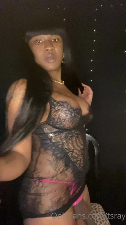 TS Rhae'gan Bass shows off her BIG cock and TIGHT hole