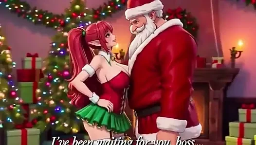 Santa give special gift to busty milf on Christmas