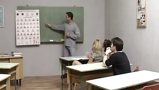 Two German Student Girls Getting Fucked by a Student and a Teacher