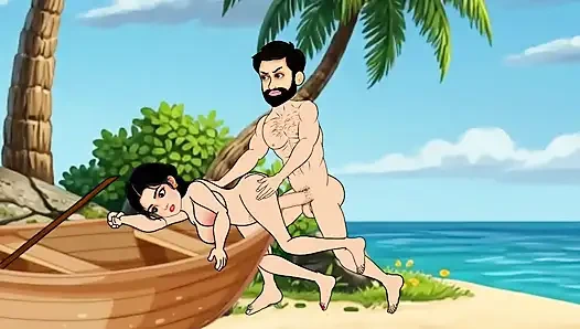 The husband and wife sat in the boat and went to the sea and there the husband fucked his wife with a big penis, a beautiful wife with big boobs.