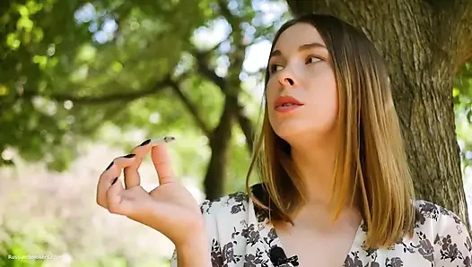 Evgeniya Is Smoking Strong 120mm Cigarette