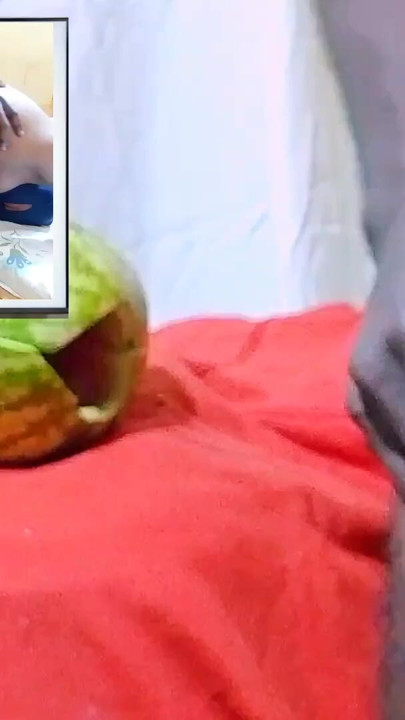 Teen Fucking watermelon while watching porn movie of Dicksex and Givensex fucking together till I got CUM, so wet and hot pussy! | Clip 1
