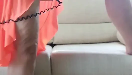 My stepmother trimming her hair and showing off to the street, filmed and sent me and asked if it was good.