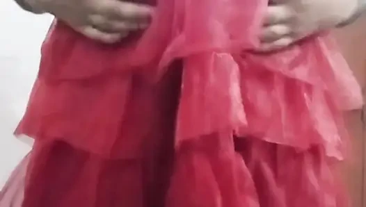 Indian Gay Crossdresser Gaurisissy real xxx homemade sex in Red lehenga