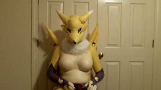 Latex Renamon Masturbation