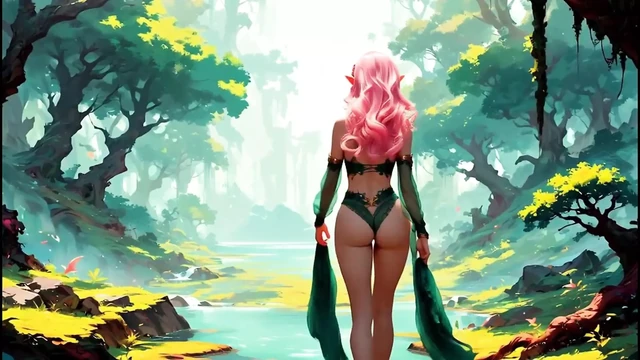 Elli - AI generated pink elf and her friend