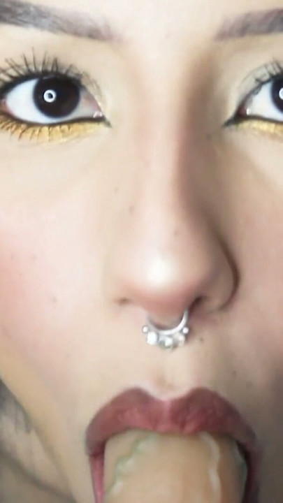 Goth girl gives a blowjob to a dildo while thinking about my ex-boyfriend! | Clip 1