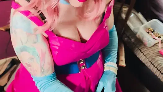 It's A Sin! Tina Snua In Leather & Satin Gloves Smokes A Cork Cigarette - OMI OME Snap Inhales Drifting Smoke Smoker