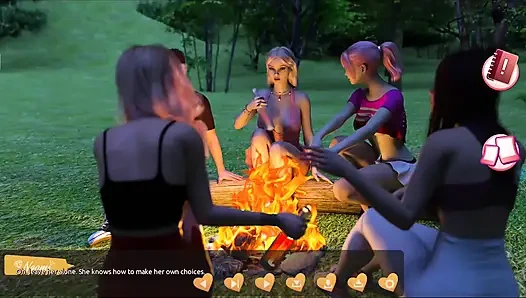 Membantu cewek-cewek hot #4 - johanne bangun diikat di pohon dan sebagainya... Sepong kontol cowok itu... Belle dan Stacy saling bermain.