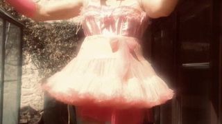Fat Sissy Pig play  outdoor  in pink tutu