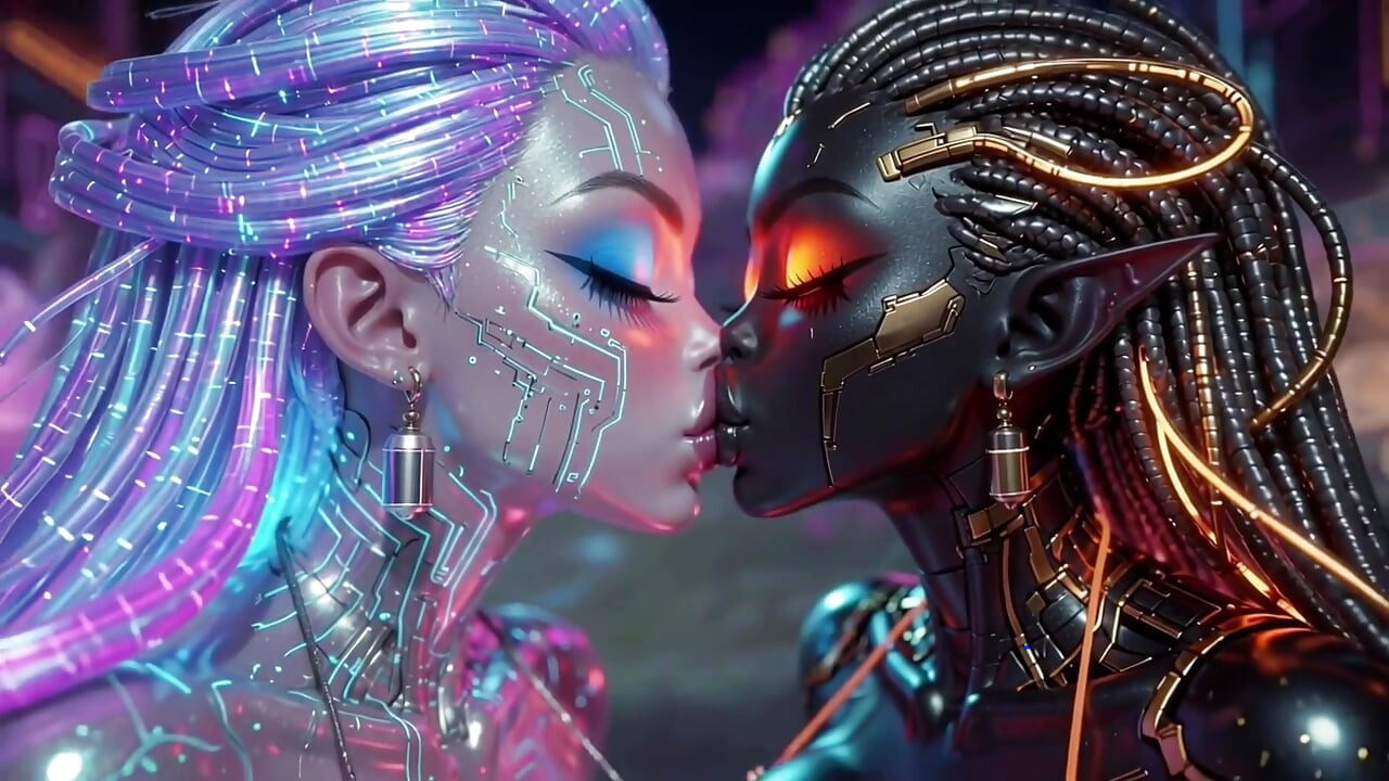 Beautiful Aliens Kiss on Nice Music, Ai Animation
