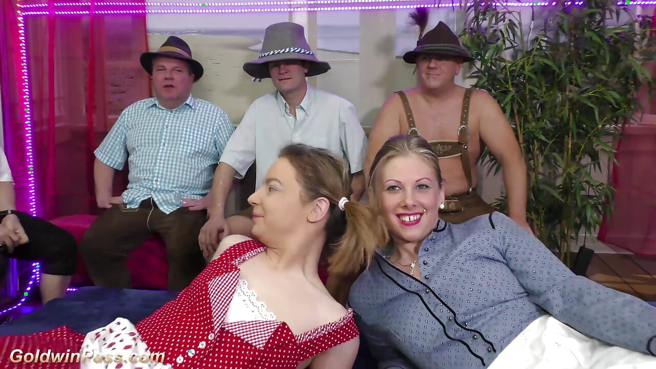 Cute german teens in a wild lederhosen fuck orgy