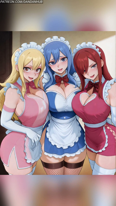 Lucy Erza e Juvia Maid Bounce - Fairy Tail