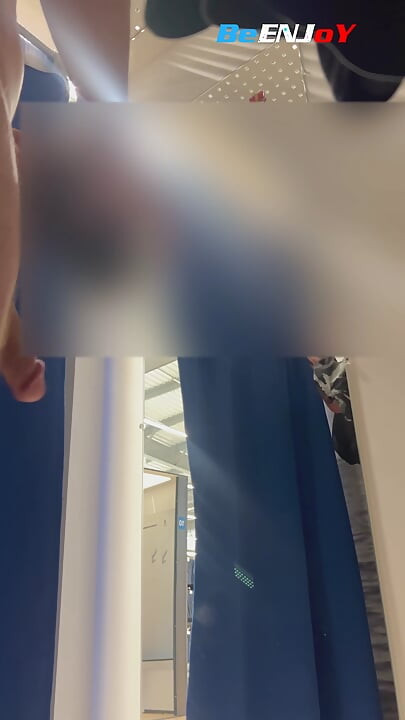 BeENJoY - 2nd very risky video in the booth- grabs twice while jerking off and I open the curtain 3 times completely naked