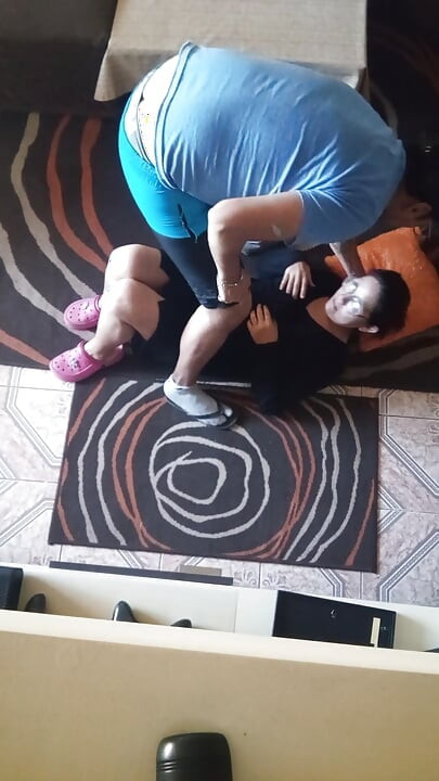With the stepmother in the living room of the empty apartment