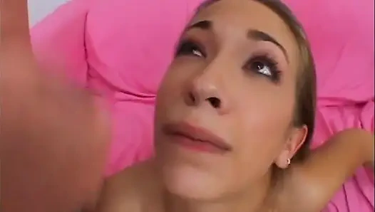 Pretty Latina takes a dick on the couch and cum