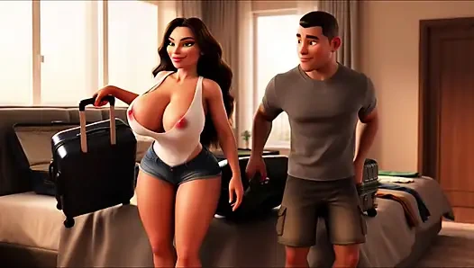 Sensual Passionate Night with Beautiful Voluptuous Woman on Luxury Ocean Cruise Under Romantic Moonlight Glows