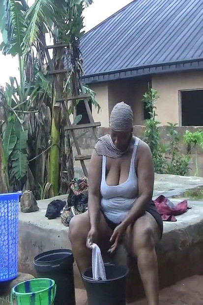 Checking Out My StepBrother's Wife Big Booty as She Does Laundry