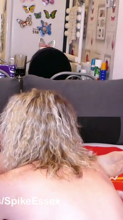Femdom MILF Lisa pegging Mikes ass with big dildos while he is locked in chastity | Clip 1