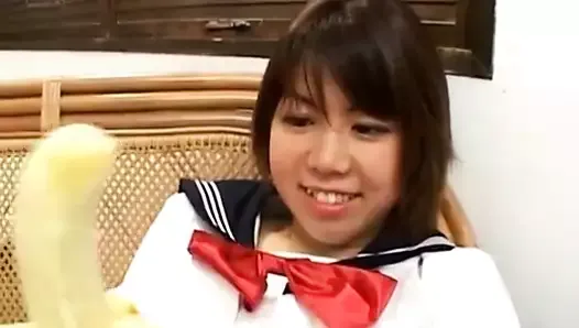 Ai Kazumi in school uniform sucks cock
