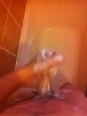 Shower time soapy wank