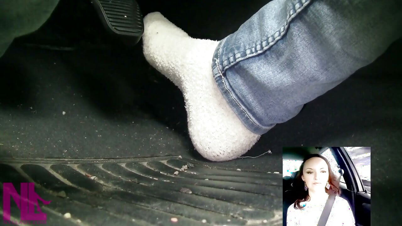 Pedal Pumping and Driving Just in White Terry Socks