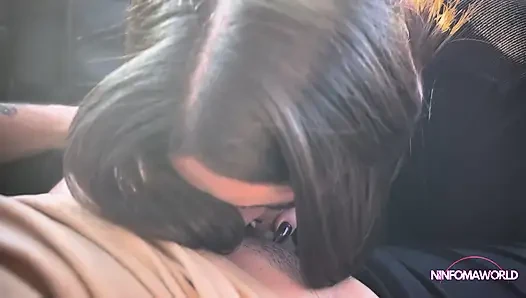 Mia hot green-eyed slut blows a stranger in the car in the park