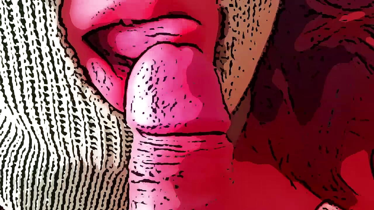 Cartoon girl jerks off and sucks her good friend's big cock until he cums white sperm