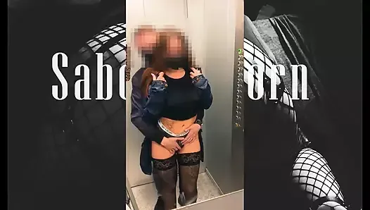 Risky Public Sex of A Russian Couple in An Elevator, on A Balcony and An Entrance
