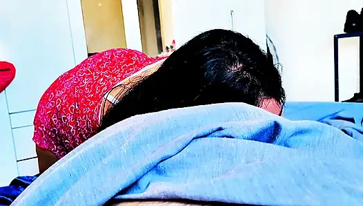 Stepdaughter seeing stepfather alone at home will silently stroke his cock, when she sees that the cock is hard she sucks, accidentally the stepfather