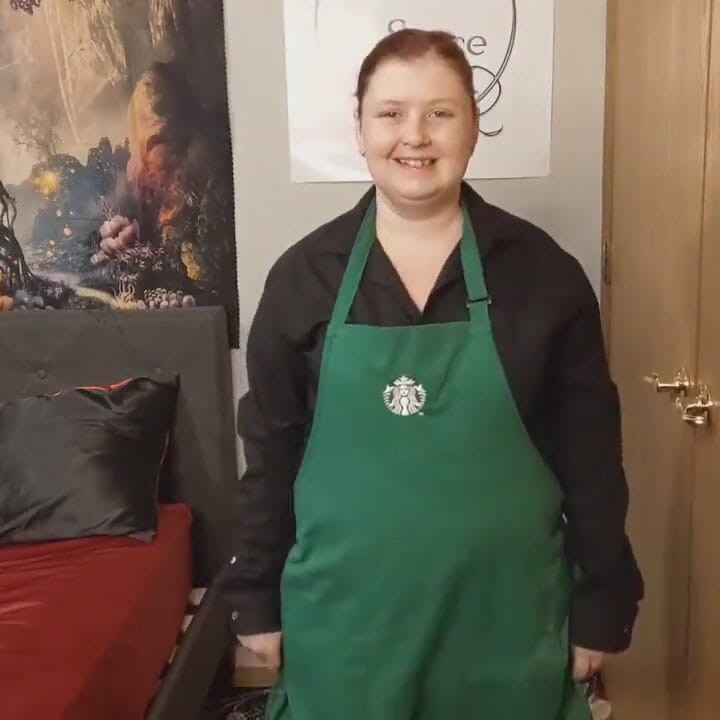 Starbucks apron striptease