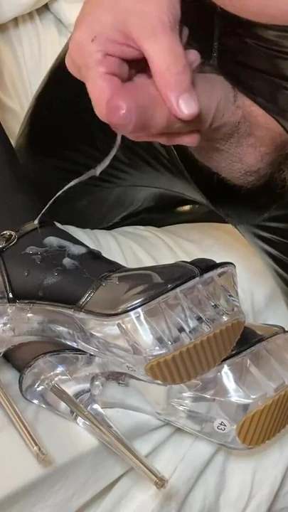 Epic moment from "Transparent High Heels Sandals Cum"